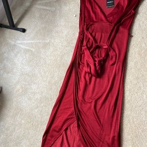 Red slit dress